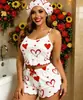 Pijama de Suspensório com Estampa de Coração Mais Vendido da Amazon para Mulheres Que Podem Ser Usados Fora, Roupa de Casa Casual Sem Mangas Doce Atacado