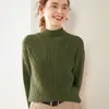 Suéter de Cachemira para Mujer Otoño/Invierno 2026, Engrosado, Tejido con Patrón de Trenzas, Cuello Semi Alto, Diseño Versátil, Tejido de Lana