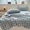 Lençol de Cama de Algodão Puro de Produto Único do Fabricante, Colcha de Algodão Lavado Tingido no Fio Liso, Lençol de Cama Xadrez Simples de Cor Sólida, Cama de Estudante