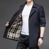 Nuevo Gabardina para Hombre Primavera y Otoño, Longitud Media, Cuello de Solapa, Cintura con Cinturón, Estilo Coreano Ajustado Chaqueta Gabardina para Jóvenes