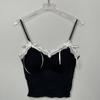 Regata Pequena de Renda Sexy Pura Feminina Verão Renda Fita Slim-fit Emagrecimento Laço Top Interno