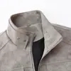Chaqueta Retro de Gamuza con Cuello Americano para Hombre Primavera Exterior Cortavientos e Impermeable Chaqueta de Motocicleta Chaqueta de Cuero de Gama Alta para Hombre