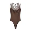 Verão Transfronteiriço Aliexpress Ins Europeu e Americano Comércio Exterior Roupas Femininas Moda Macacão de Renda Costurada com Decote Halter