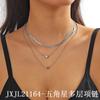 Collar de cadena pentagonal de acero inoxidable multicapa con forma de estrella, cadena para el cuello, cadena para la clavícula, joyería al por mayor, gran oferta transfronteriza de Amazon