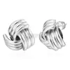 Pendientes de botón de moda transfronteriza de oro de 18 quilates s925, pendientes de tubo de cobre en forma de cruz, pendientes de moda para mujer, estilo frío, pendientes de comercio exterior en stock