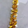 Decoración navideña colgante de estrella de cinco puntas, guirnalda de cinta de oropel, cintas de colores densas, suministros de decoración para fiestas navideñas, adornos colgantes