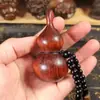 Adorno tallado en palo de rosa de hoja pequeña con forma de calabaza de 7 cm, superficie lisa, madera maciza, adorno artesanal portátil para que jueguen hombres y mujeres