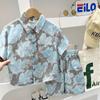 Traje de Verão para Meninos Roupa de Férias Camisa de Manga Curta Estilo Praia 2025 Novo Conjunto de Duas Peças para Meninos e Meninas no Verão