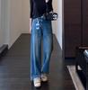 A Versão A29820 Tem um Corte Reto, Pernas Longas, Cintura Alta, Aparência Emagrecedora, Calça Jeans Reta Solta de Perna Larga, Jeans Feminino, Novo Estilo Outono e Inverno