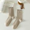 Calcetines Zhuji para mujer de color sólido tipo rizo, calcetines a cuadros de media pantorrilla, casuales para combinar con todo, modernos, de celebridad de internet, estilo japonés, jk, calcetines para mujer
