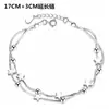 Pulsera de Amor Jin Jiahua Seiko Pulsera Clásica Estrella de Cinco Puntas Cuentas Cuadradas Redondas Plata Pulsera de Doble Línea Pulsera Corazón de Amor