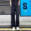 Pantalones cargo de paracaídas plisados de verano estilo callejero americano transfronterizos, pantalones casuales de pierna ancha y pierna curva de corte holgado de moda para hombre