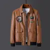 Chaqueta de Cuero de Moda para Hombre Tallas Grandes Transfronteriza, Nueva para Primavera, Otoño e Invierno, Chaqueta Deportiva Casual Bordada para Motociclista con Forro Polar