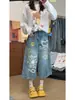 Jeans cropped con estampado de grafiti para mujer, nuevo estilo verano 2026, cintura alta, holgados, pierna ancha, pantalones de longitud media, shorts de largo 7/8