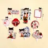 Decoração de Bolo Nezha e Ao Bing da Moda Ornaments Hot Wheels Vermelho Céu Misto Seda Menino Aniversário Fantasia Topper