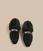 Pantuflas cálidas de cuero retro con forro polar, punta cerrada, peludas 2026 nuevas de moda, zuecos sin cordones, zapatos de algodón
