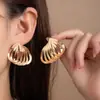 Pendientes Metálicos de Moda Creativa Estilo Ins Calados Corazón Estéreo Forma Geométrica Pétalos Estrella de Cinco Puntas Pendientes de Estilo Simple para Mujer