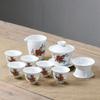 Juego de Té Kung Fu de Porcelana Blanca de Dehua Caja de Regalo Venta al por Mayor Sala de Estar Hogar Tazón Cubierto Taza Elaboración de Té Logotipo Oficina Amuleto de Té