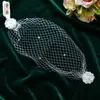 Youlapan Va04 Vestido Europeo y Americano Tocado de Banquete Retro Nupcial Velo de Pedrería Perla Cubre Rostro Malla Accesorios