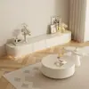 Mueble de TV tipo crema para sala de estar, combinación moderna minimalista para apartamentos pequeños, nuevo modelo 2026, mueble de TV blanco de pie