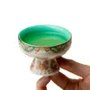 Taza de Té Cerámica Hecha a Mano de Estilo Japonés con Base Alta y un Hermoso Diseño para Uso en Casa