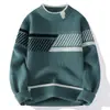 2026 Suéter de Punto Grueso con Bloques de Color Redondo para Hombre Amazon Joven Moda Casual