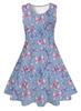 Ropa Infantil Europea y Americana con Impresión Digital 3D Vestido sin Mangas Verano Casual Lindo Dulce Estampado Completo Lazo Vestido de Princesa