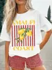 Transfronteiriço 180G Casual Cor Lisa Estampa de Frutas Limão Manga Curta Re