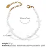 Novo Conjunto Versátil de Colar e Pulseira Banhado a Ouro 18K em Aço Inoxidável Pulseira Colar de Pérola de Água Doce com Contas Luxo Acessível