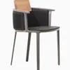 Conjunto minimalista de silla Teku de aleación de aluminio tejida con cuerda Olyfin y mesa redonda de losa de roca, Muebles de teca para patio exterior nórdico