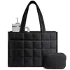 Bolso de Mano Cuadrado Negro con Cremallera para Viaje, Trabajo y Commuting para Mujer, Bolso para Laptop