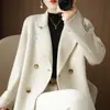 Abrigo de Lana para Mujer 2025 Estilo Corto Principios de Primavera Petite Suelto Ropa de Abrigo Fuera de Temporada Cuello de Traje Chaqueta de Lana Moderna