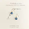 Estilo Nacional Original Hechos a Mano Pendientes de Cianita Natural Ganchos de Oreja Geométricos Retro Pendientes Literarios Pequeños Frescos de Gama Alta para Mujeres