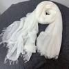 Bufanda Popular Europea y Americana de Lino Teñida con Plantas Blanca Bufanda de Seda para Protección Solar de Verano Chal de Algodón y Lino de Color Sólido Venta al por Mayor
