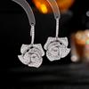 Pendientes de estilo industrial pesado europeo y americano para mujer, con una atmósfera exagerada, microincrustaciones de circonita, a la moda, con ganchos para la oreja distintivos, pendientes de camelia tridimensionales.