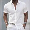 Camisa Casual de Manga Corta para Hombre de Color Puro para Exportación Transfronteriza Moda Estampada en 3D Versátil Transpirable Camisa con Cuello