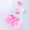 Novo Conjunto de Saia de Verão para Meninas com Mangas Curtas Haggit Seis Camadas Saia Tutu Princesa Algodão de Alta Qualidade Moda Roupa Infantil de 0 a 2 Anos