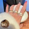 Anel Zircônia Arco-Íris com Gotejamento de Esmalte para Mulheres, Simples e Fashion, Estilo Retrô, Novo Anel Aberto, Anel para Dedo Indicador, Tendência