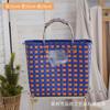 Bolsa Tejida de Plástico para la Celebración del Internet Tailandés 2025 Bolso de Mano Cesta con Bolsa Tejida Color de Contraste Cuadros Bolso de Playa de Nicho para Vacaciones