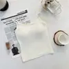 Camisola de color sólido para otoño e invierno con tirantes finos de tela cepillada, espalda hermosa y copas incorporadas, chaleco cálido push-up de copa fija para mujer