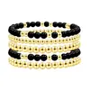 Conjunto de Pulseras de Perlas Doradas Transfronterizo 2024 Moda Estilo Ins Cuentas de Cobre Cuentas Negras Pulsera de Cuentas Joyería Versátil