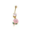 Moto comércio exterior quente aço inoxidável prego do umbigo zircônia rosa coração amor pingente anel do umbigo fivela do umbigo perfuração do corpo humano