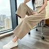 Pantalones Acampanados Cropped de Cintura Alta para Mujer Petite con Efecto Drapeado, Adelgazantes y Elásticos, para el Trabajo y Uso Casual