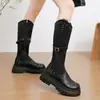 Botas Largas Retro con Suela Gruesa y Tachuelas para Mujer 2026 Nuevo Verano Versátiles Adelgazantes que Aumentan la Altura de Rodilla Tubo Alto Botas de Montar