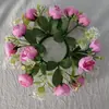 Corona de Velas de Rosas Té, Gypsophila y Hierba Pequeña de Venta Caliente Transfronteriza, Decoración de Mesa para Fiestas, Arreglo de Mesa, Accesorios para Fotografía