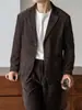 Traje Casual Estilo Retro Old Money de Chenilla Tencel con Solapa de Muesca para Hombre Otoño/Invierno 2026 Chaqueta de Traje Ligera para Negocios