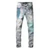 Jeans skinny ajustados elásticos personalizados estilo PUR punk retro elegantes con estampado y teñido para hombres modernos de estilo europeo y americano