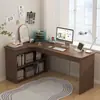 Escritorio de esquina para uso doméstico, escritorio de estudio, escritorio para computadora, escritorio de oficina, tocador de dormitorio, estantería integrada en el escritorio de esquina