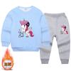 Conjunto de suéter de veludo para meninas com roupas infantis de unicórnio 2022 outono e inverno novo conjunto de duas peças de calças fofas para crianças