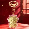 Ano do Carneiro Chaveiro Pingente de Ouro Zodíaco Carneiro Rico Desenho Animado Carneiro Flor Rica Fio Vermelho Embalagem Caixa de Presente Lembrança Personalizado